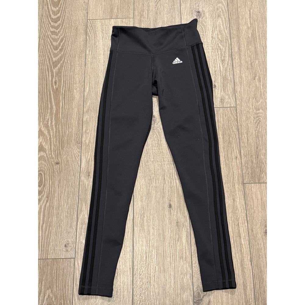 Adidas Women's‎ Athletic Leggings Black Size S Climalite Three Stripe Activewear